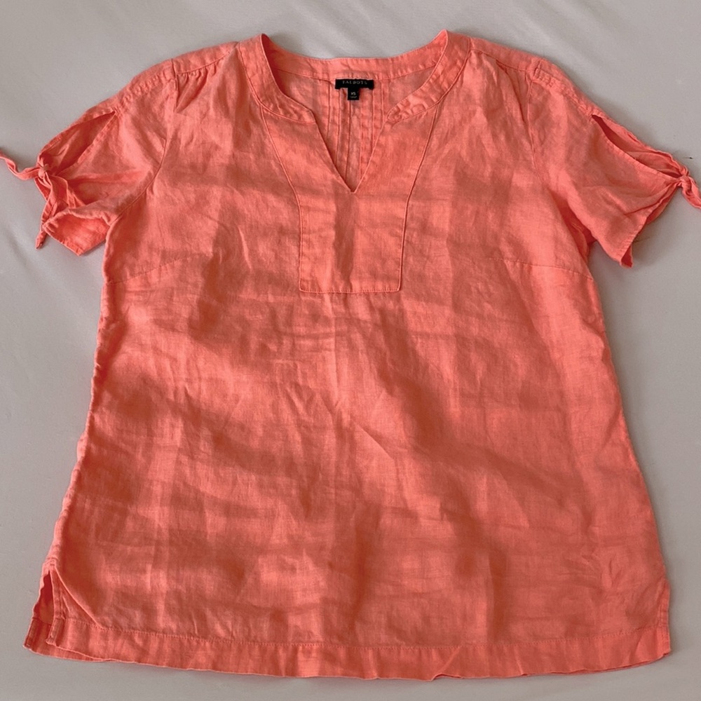Talbots Women XS Short Sleeve Pink Blouse, EUC